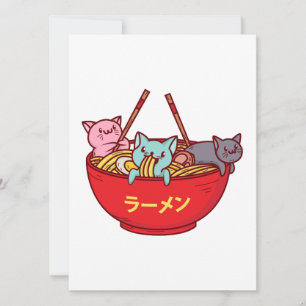 Cartes Pour Fêtes Annuelles Kawaii Anime Chat Funny Adorable Ramen Japonais