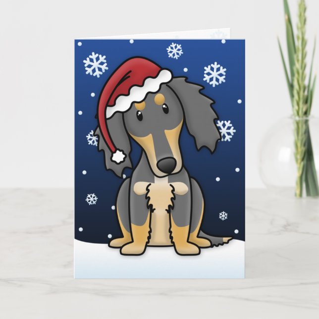 Cartes Pour Fêtes Annuelles Kawaii Black and Tan Saluki Christmas Card (Devant)