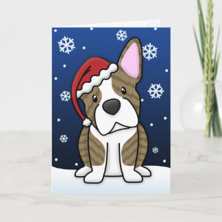 Cartes Pour Fêtes Annuelles Kawaii Brindle Boston Terrier Christmas Card