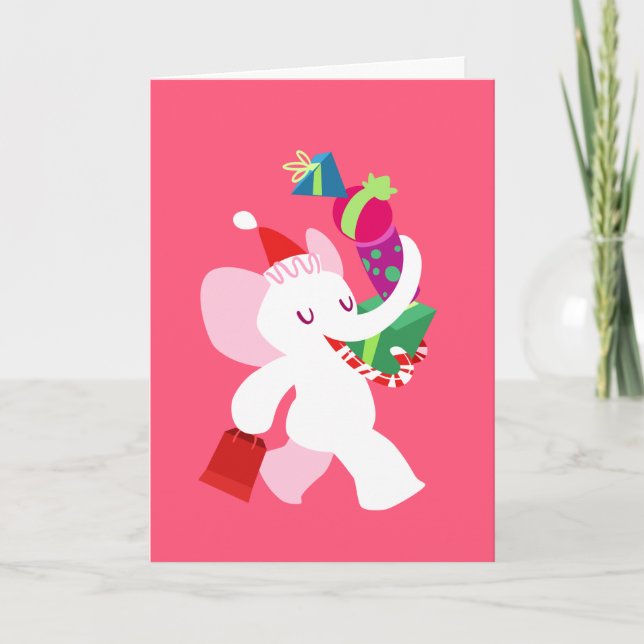 Cartes Pour Fêtes Annuelles Kawaii Cartoon X mas White Elephant (Devant)