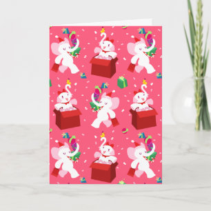 Cartes Pour Fêtes Annuelles Kawaii Cartoon X mas White Elephant