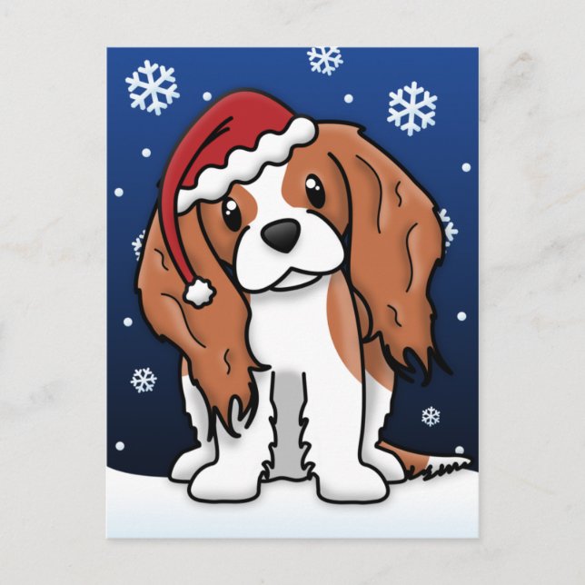 Cartes Pour Fêtes Annuelles Kawaii Cavalier Spaniel Christmas Postcard (Devant)