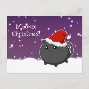 Cartes Pour Fêtes Annuelles Kawaii chaton noir de Noël