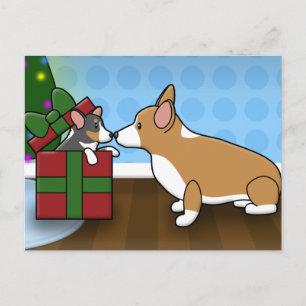 Cartes Pour Fêtes Annuelles Kawaii Christmas Corgi Puppy Cadeau
