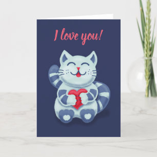 Cartes Pour Fêtes Annuelles Kawaii Cute Chat Je T'Aime