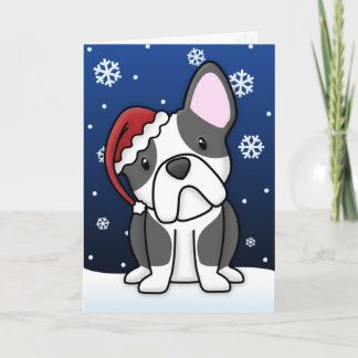 Cartes Pour Fêtes Annuelles Kawaii French Bulldog Christmas Card (B&W)