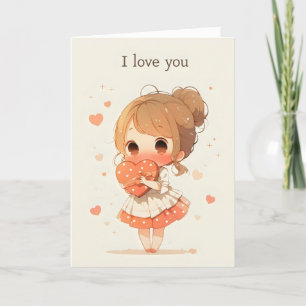 Cartes Pour Fêtes Annuelles Kawaii Girl Anime I Love You