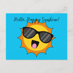 Cartes Pour Fêtes Annuelles Kawaii Joyeux soleil avec lunettes de soleil   Ajo