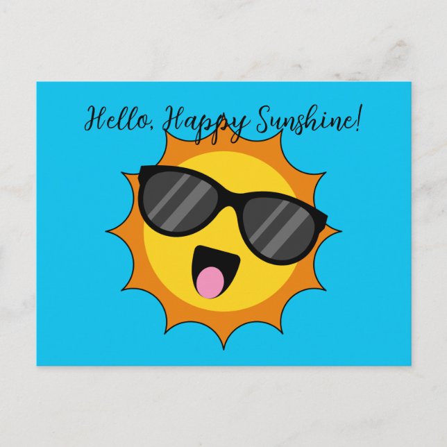 Cartes Pour Fêtes Annuelles Kawaii Joyeux soleil avec lunettes de soleil | Ajo (Devant)