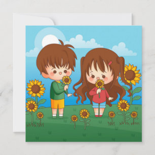 Cartes Pour Fêtes Annuelles Kawaii Kids