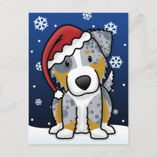 Cartes Pour Fêtes Annuelles Kawaii Merle Aussie Christmas Postcard