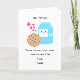 Cartes Pour Fêtes Annuelles Kawaii Milk Cookies Saint Valentin mignonne sucré