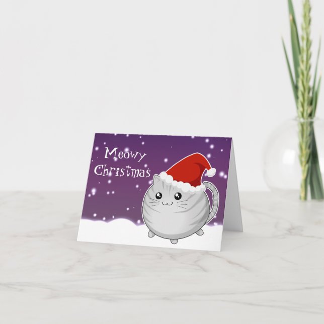Cartes Pour Fêtes Annuelles Kawaii noël gris tabby chaton chat chaton (Devant)