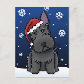 Cartes Pour Fêtes Annuelles Kawaii Scottish Terrier Christmas Postcard
