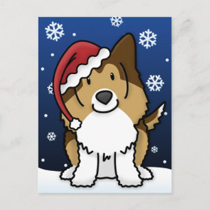 Cartes Pour Fêtes Annuelles Kawaii Shetland Sheepdog Christmas Postcard