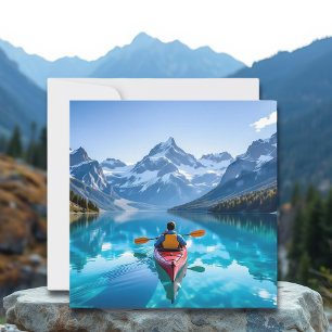 Cartes Pour Fêtes Annuelles Kayak dans les montagnes vierge