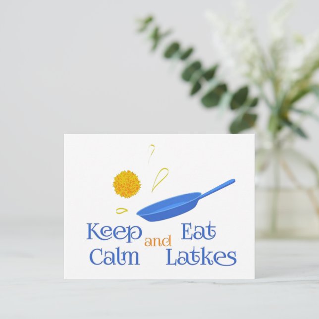 Cartes Pour Fêtes Annuelles Keep Calm and Eat Latkes (Debout devant)