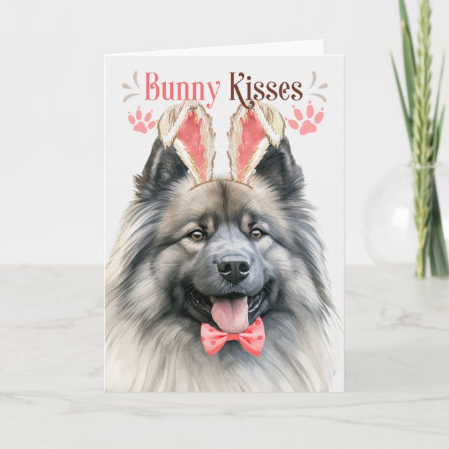 Cartes Pour Fêtes Annuelles Keeshond chien Bunny oreilles pour Pâques (Devant)