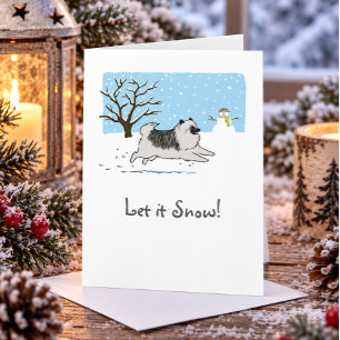 Cartes Pour Fêtes Annuelles Keeshond "Laissez tomber la neige !" Joli chien de