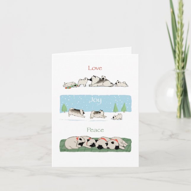 Cartes Pour Fêtes Annuelles Keeshond Love Joy Peace | Jour férié de Keeshonden (Devant)