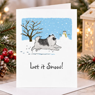 Cartes Pour Fêtes Annuelles Keeshond "Qu'il neige !" Joli chien Noël Xmas