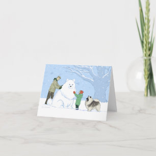 Cartes Pour Fêtes Annuelles Keeshony Snow Chien mignon scène hivernale Noël