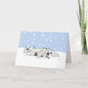 Cartes Pour Fêtes Annuelles Keesies dans la neige   Keeshond Christmas Custom