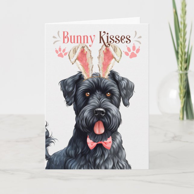 Cartes Pour Fêtes Annuelles Kerry Blue Terrier Chien Bunny Oreilles pour Pâque (Devant)