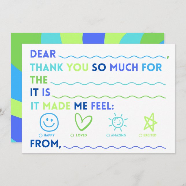Cartes Pour Fêtes Annuelles Kids Classroom Thank You Cards | Fill In The Blank (Devant / Derrière)