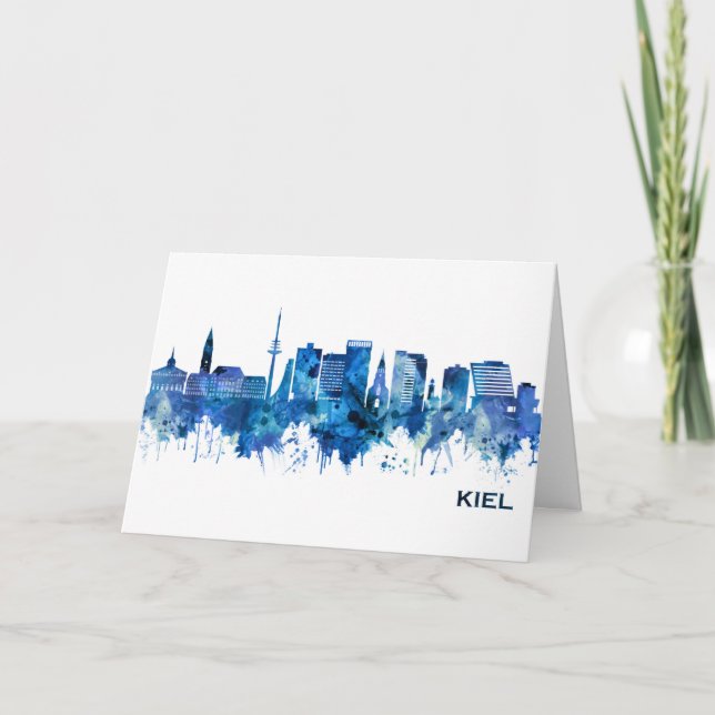 Cartes Pour Fêtes Annuelles Kiel Allemagne Skyline Blue (Devant)