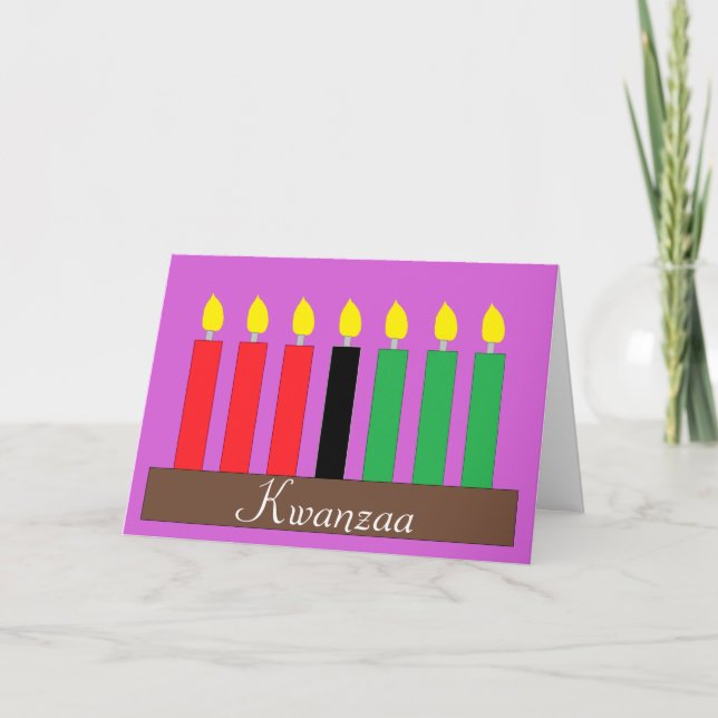 Cartes Pour Fêtes Annuelles Kinara pour Kwanzaa : Lavande (Devant)