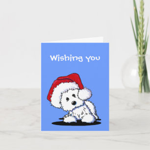 Cartes Pour Fêtes Annuelles KiniArt Santa Westie Dog Christmas Cards