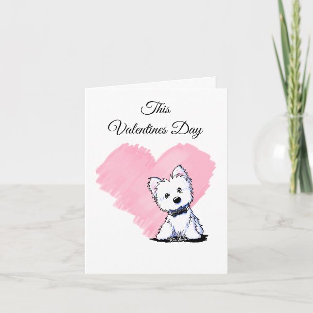 Cartes Pour Fêtes Annuelles KiniArt Valentine Westie Bowtie (Devant)