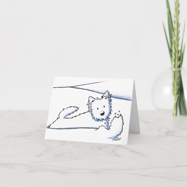 Cartes Pour Fêtes Annuelles KiniArt Westie Neige Plow (Devant)