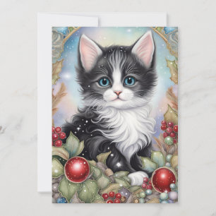 Cartes Pour Fêtes Annuelles Kit de chaton smoking fantaisiste avec cadre de ba