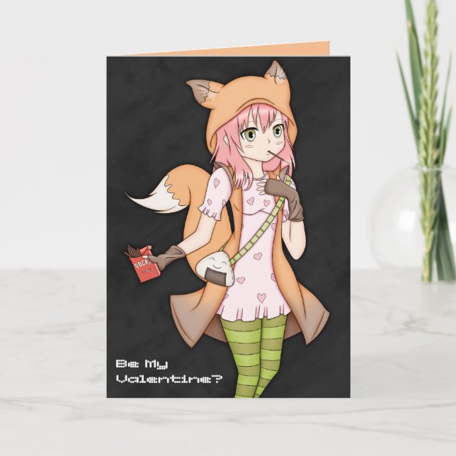 Cartes Pour Fêtes Annuelles Kitsune Cosplayer Valentine (Devant)