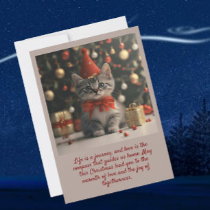 Cartes Pour Fêtes Annuelles Kitten à Santa Hat Appartement de vacances de Noël