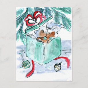Cartes Pour Fêtes Annuelles Kitten dans la boîte de presse de Shredded Christm
