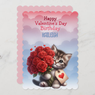 Cartes Pour Fêtes Annuelles Kitten Heart Anniversaire Saint-Valentin