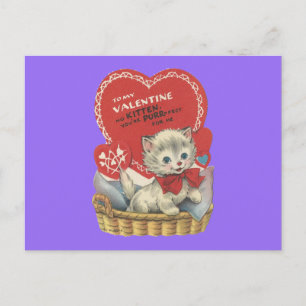 Cartes Pour Fêtes Annuelles Kitten Valentine vintage Purr-fect