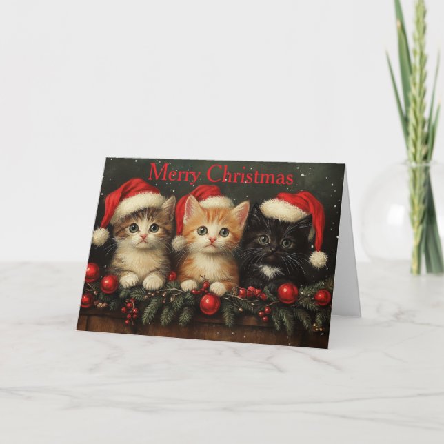 Cartes Pour Fêtes Annuelles Kittens at Christmas (Devant)