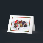 Cartes Pour Fêtes Annuelles Kitties avec souris Maestro<br><div class="desc">Image des années 50 rétro de trois petites chattes avec un conducteur de souris chantant des chatons</div>