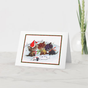 Cartes Pour Fêtes Annuelles Kitties avec souris Maestro