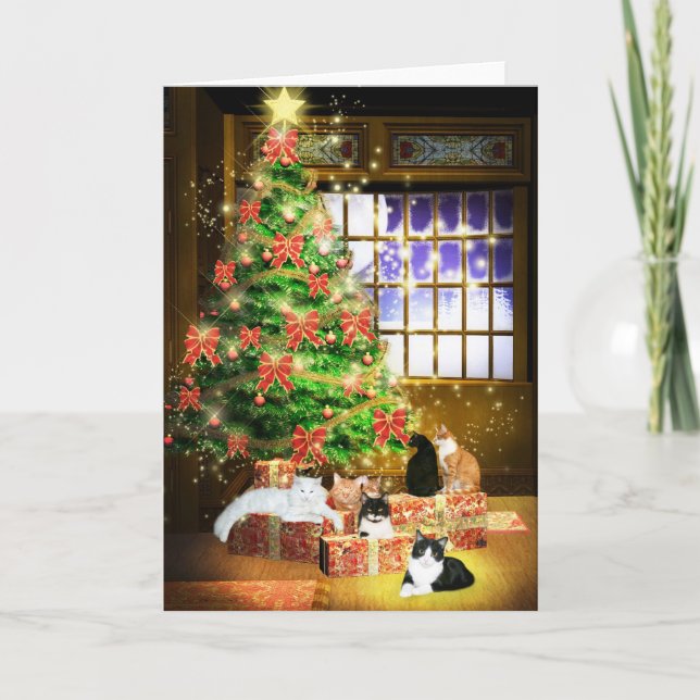 Cartes Pour Fêtes Annuelles Kitty cat Noël (Devant)