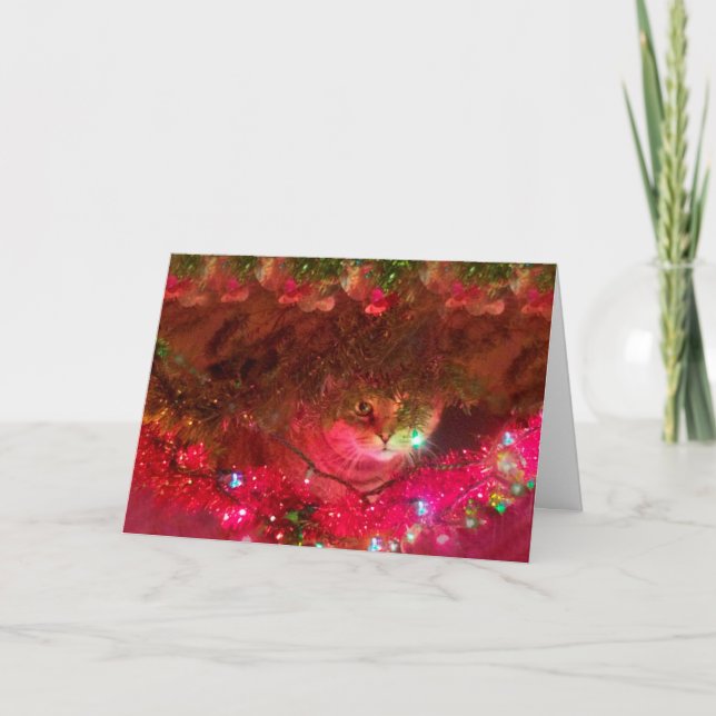 Cartes Pour Fêtes Annuelles Kitty Dans L'Arbre De Noël (Devant)