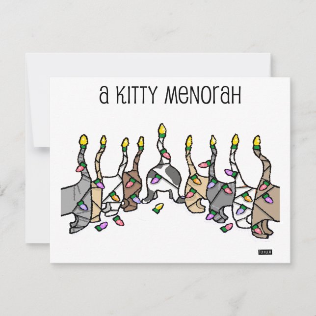 Cartes Pour Fêtes Annuelles Kitty Menorah pour Hanoukka Cats (Devant)