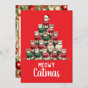 Cartes Pour Fêtes Annuelles Kitty Meowy Catmas Arbre de Noël