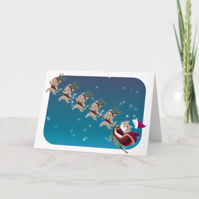 Cartes Pour Fêtes Annuelles Kitty Père Noël et équipage (Devant)