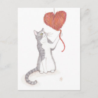 Cartes Pour Fêtes Annuelles Kitty & Yarn Heart Valentine