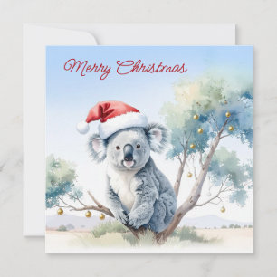Cartes Pour Fêtes Annuelles Koala assise dans un gommier Joyeux Noël